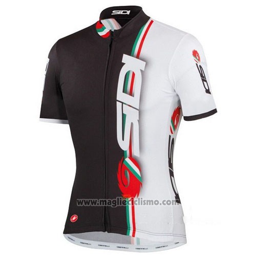 2014 Abbigliamento Ciclismo Castelli SIDI Bianco e Nero Manica Corta e Salopette